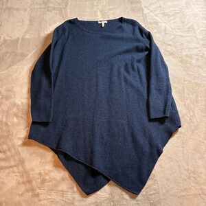 Joie Cashmere Navy Asymmetrical Sweater Tunic Luxe Knit Top Women’s XS